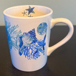 NWT Royal Norfolk SHORE LIVING Mug w/ Seashells & Starfish in Blues & Green